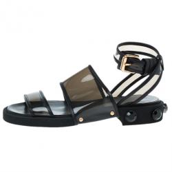 Givenchy Black PVC Embellished Heel Sandals Size 37.5