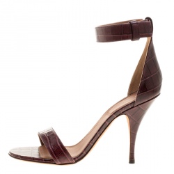 مملوكة مسبقًا صندل جيفنشي جلد تمساح أحمر بوردوه بحزام للكاحل مفتوح مقاس 38.5