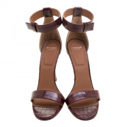 مملوكة مسبقًا صندل جيفنشي جلد تمساح أحمر بوردوه بحزام للكاحل مفتوح مقاس 38.5