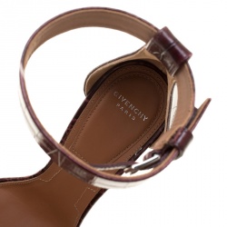 مملوكة مسبقًا صندل جيفنشي جلد تمساح أحمر بوردوه بحزام للكاحل مفتوح مقاس 38.5