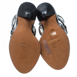 Pre Owned صندل جيفنشي غلادياتور مرصع جلد أسود مقاس 38.5