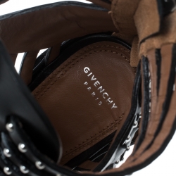 Pre Owned صندل جيفنشي غلادياتور مرصع جلد أسود مقاس 38.5