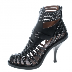 Givenchy Black Leather Studded Gladiator Sandals Size 39