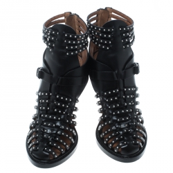 Givenchy Black Leather Studded Gladiator Sandals Size 39