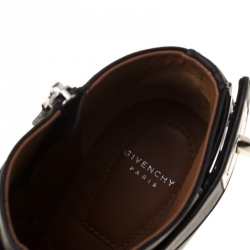 Givenchy Black Leather Shark Lock Peep Toe Ankle Boots Size 37