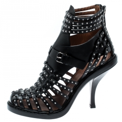 Givenchy Black Leather Studded Gladiator Sandals Size 38