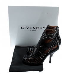 Givenchy Black Leather Studded Gladiator Sandals Size 38