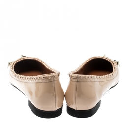 مملوكة مسبقًا Givenchy Beige Patent Whipstitch Detail Star Studded Ballet Flats Size 39.5