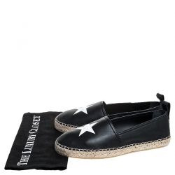 Givenchy Black Leather Star Espadrille Flats Size 40