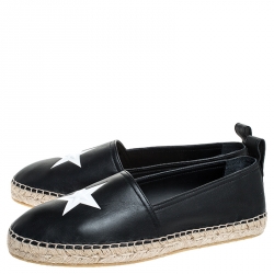 Givenchy Black Leather Star Espadrille Flats Size 40