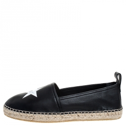 Givenchy Black Leather Star Espadrille Flats Size 40