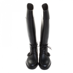 Pre Owned بوت جيفنشي رايدنغ مطاط أسود برباط مقاس 41