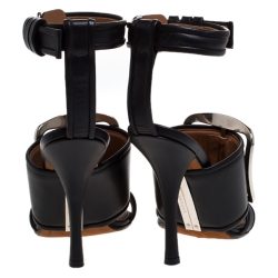 Pre Owned صندل جيفنشي راناوي جلد أسود بحزام للكاحل مقاس 37