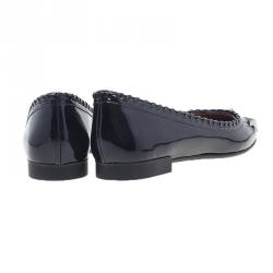 Pre Owned Givenchy Black Star Studded Whipstitch Leather Ballet Flats Size 39.5