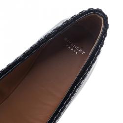 Pre Owned Givenchy Black Star Studded Whipstitch Leather Ballet Flats Size 39.5