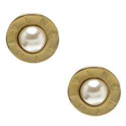Givenchy Faux Pearl Gold Tone Round Clip-on Stud Earrings