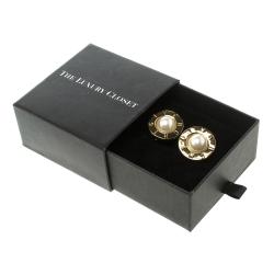 Givenchy Faux Pearl Gold Tone Round Clip-on Stud Earrings