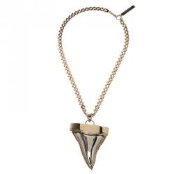Pre Owned Givenchy Shark Tooth Pendant Gold Tone Chain Necklace