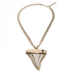 Pre Owned Givenchy Shark Tooth Pendant Gold Tone Chain Necklace