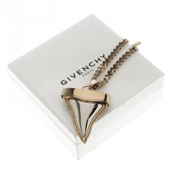 Pre Owned Givenchy Shark Tooth Pendant Gold Tone Chain Necklace