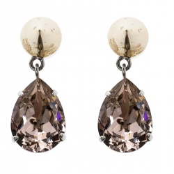 Pre Owned Givenchy Magnetic Spike Crystal Two Tone Metal Drop Earrings