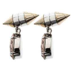 Pre Owned Givenchy Magnetic Spike Crystal Two Tone Metal Drop Earrings