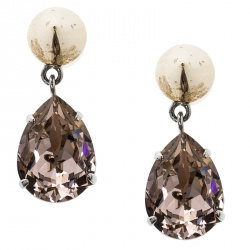 Pre Owned Givenchy Magnetic Spike Crystal Two Tone Metal Drop Earrings