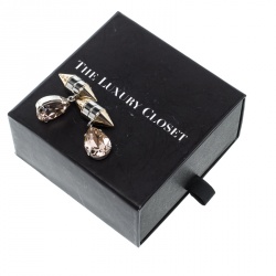 Pre Owned Givenchy Magnetic Spike Crystal Two Tone Metal Drop Earrings