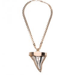 Givenchy Shark Tooth Pendant Gold Tone Chain Necklace