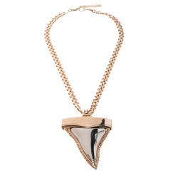 Givenchy Shark Tooth Pendant Gold Tone Chain Necklace