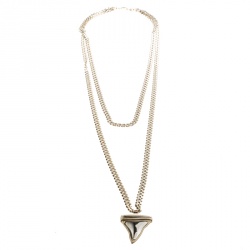 Pre Owned Givenchy Small Shark Tooth Pendant Gold Tone Two Tier Chain Necklace