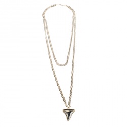 Pre Owned Givenchy Small Shark Tooth Pendant Gold Tone Two Tier Chain Necklace