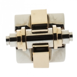 Givenchy Obsedia Two Tone Metal Bar Ring Size 56