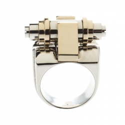 Givenchy Obsedia Two Tone Metal Bar Ring Size 56