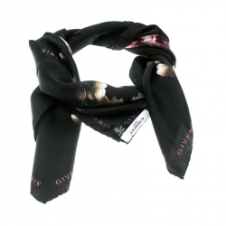 Givenchy Black Degrade Roses Faded Printed Silk Square Scarf
