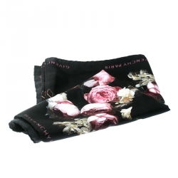 Givenchy Black Degrade Roses Faded Printed Silk Square Scarf