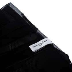 Pre Owned Givenchy Black Logo Jacquard Silk Blend Stole