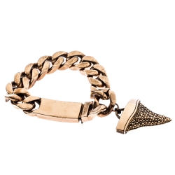 Givenchy Rose Gold Tone Crystal Paved Shark Tooth Chain Bracelet