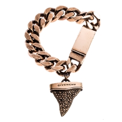 Givenchy Rose Gold Tone Crystal Paved Shark Tooth Chain Bracelet