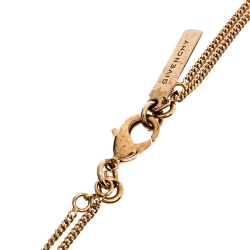 Pre Owned Givenchy Rose Gold Tone Layered Shark Tooth Pendant Necklace