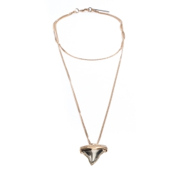 Pre Owned Givenchy Rose Gold Tone Layered Shark Tooth Pendant Necklace
