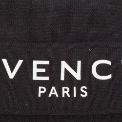 Pre Owned Givenchy Black Logo Print Cotton Knit Beanie 