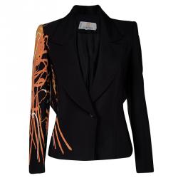 Givenchy Couture Black Digital Printed Sleeve Detail Blazer S