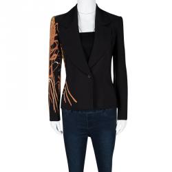 Givenchy Couture Black Digital Printed Sleeve Detail Blazer S