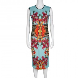 Pre Owned Givenchy Floral Printed Knit Sleeveless Bodycon Dress M