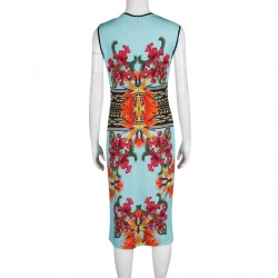Pre Owned Givenchy Floral Printed Knit Sleeveless Bodycon Dress M