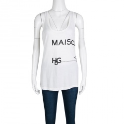Pre Owned Givenchy White Cotton Oversized Maison Tank Top M
