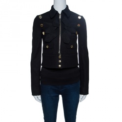 مملوكة مسبقًا Givenchy Black Wool Cropped Military Jacket S