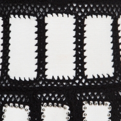 Pre Owned Givenchy Monochrome Open Knit Studded Plunge Neck Detail Paneled Dress S