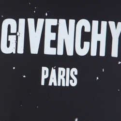 Pre Owned Givenchy Black Logo Print Cotton Oversized Distressed T-shirt XS